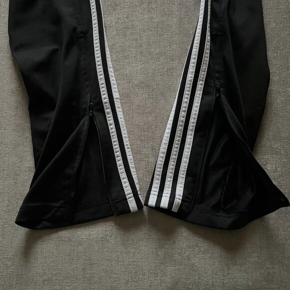 Adidas Track Running Pants Men Small Black White Stripes Ankle Zip Jogger - Picture 3 of 7